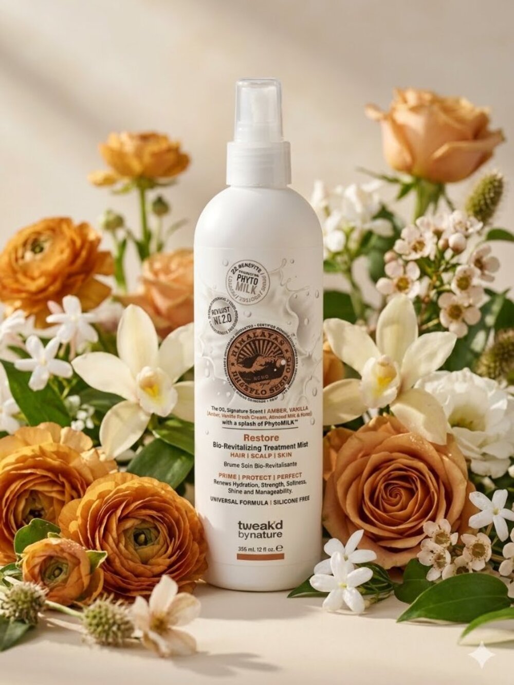 Tweak'd by Nature Restore Vanilla Amber Bio-Revitalizing treatment Mist Phyto